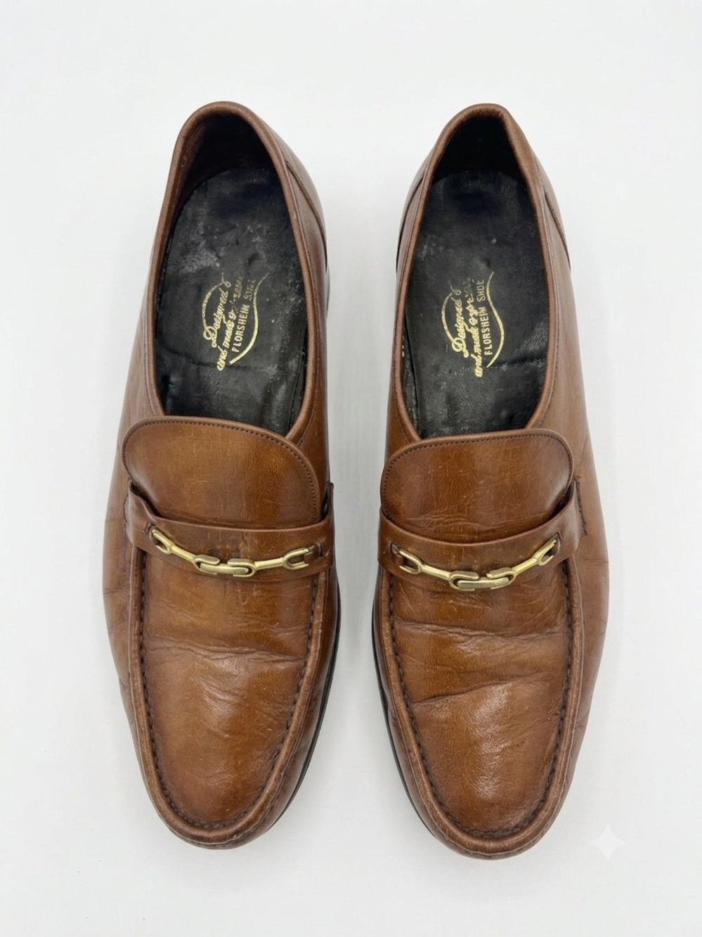Vintage Florsheim Brown Leather Loafers Horsebit Size 12 (fits like 11)